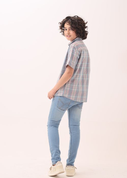 Woven Shirt Boy sea Green check