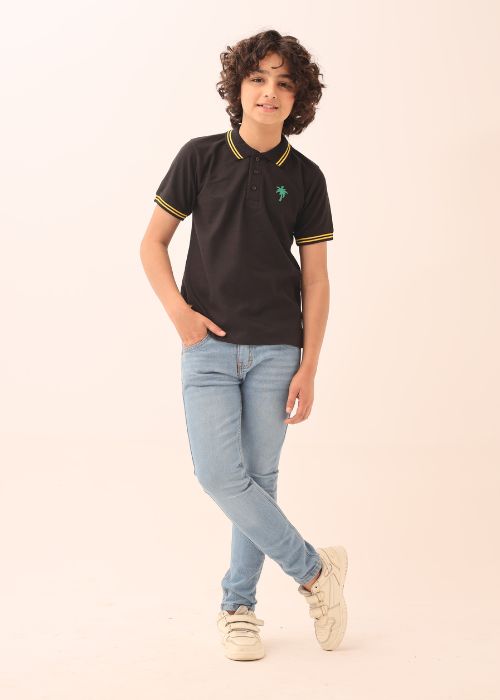 Polo Boy Black Palm Tree