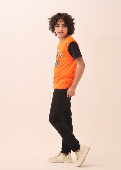 Boy T Shirt Orange Bicycle