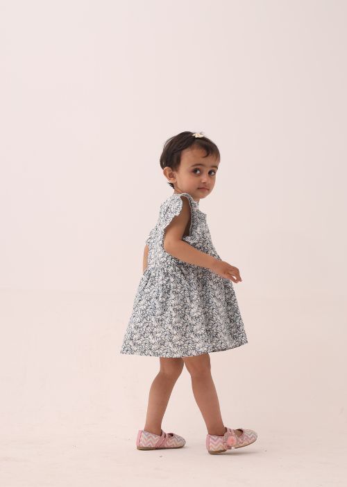 Girl Printed Frock Off white