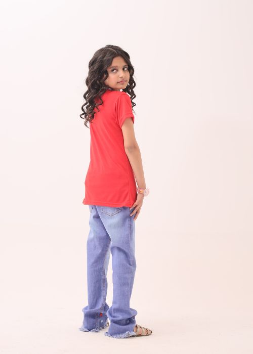 Girl T Shirt Red Butter Fly