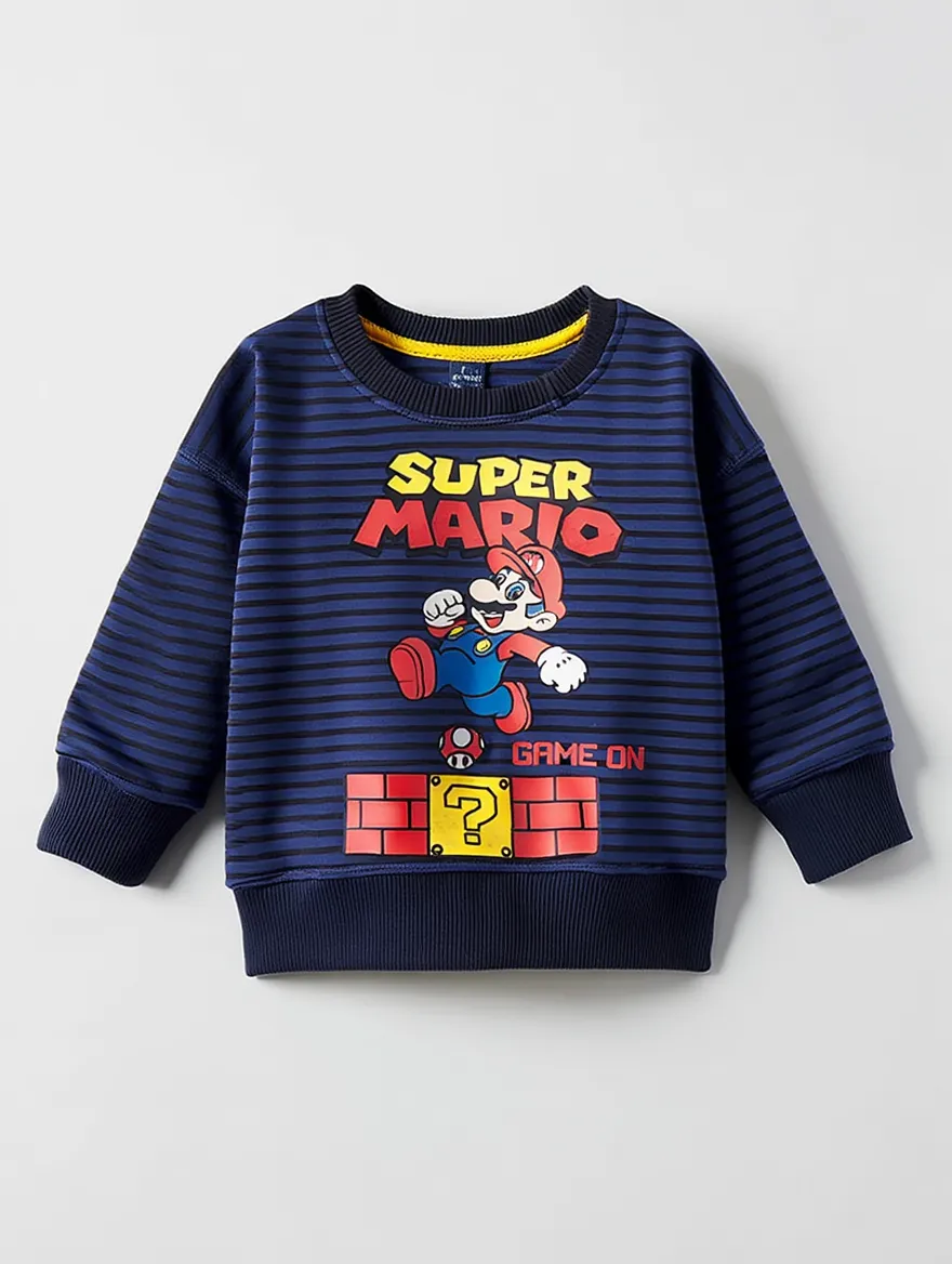 Blue Striped Super Mario Sweatshirt