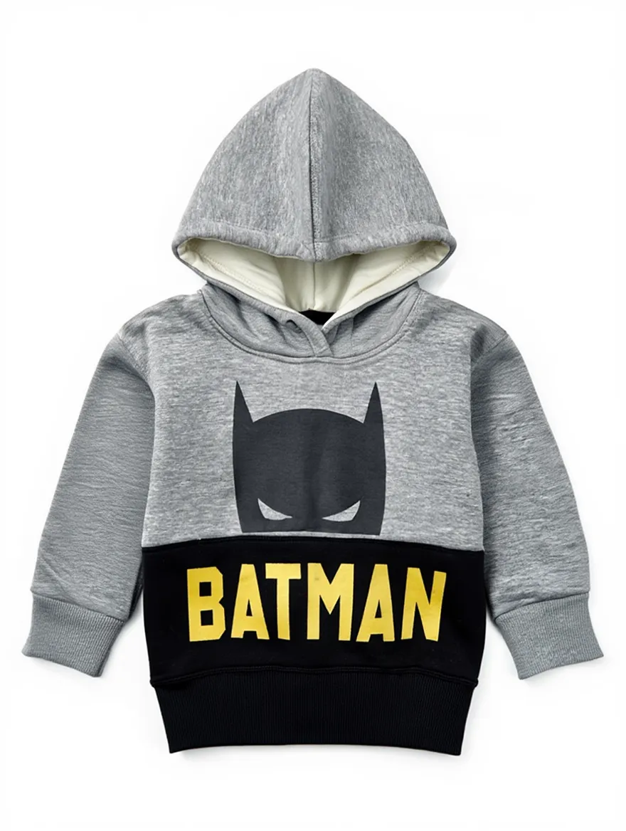 Grey & Black Batman Fleece Hoodie
