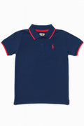 Boy's Dark Blue & Red Polo Shirt
