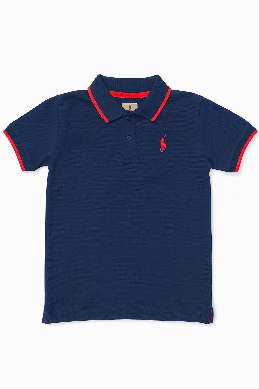 Boy's Dark Blue & Red Polo Shirt
