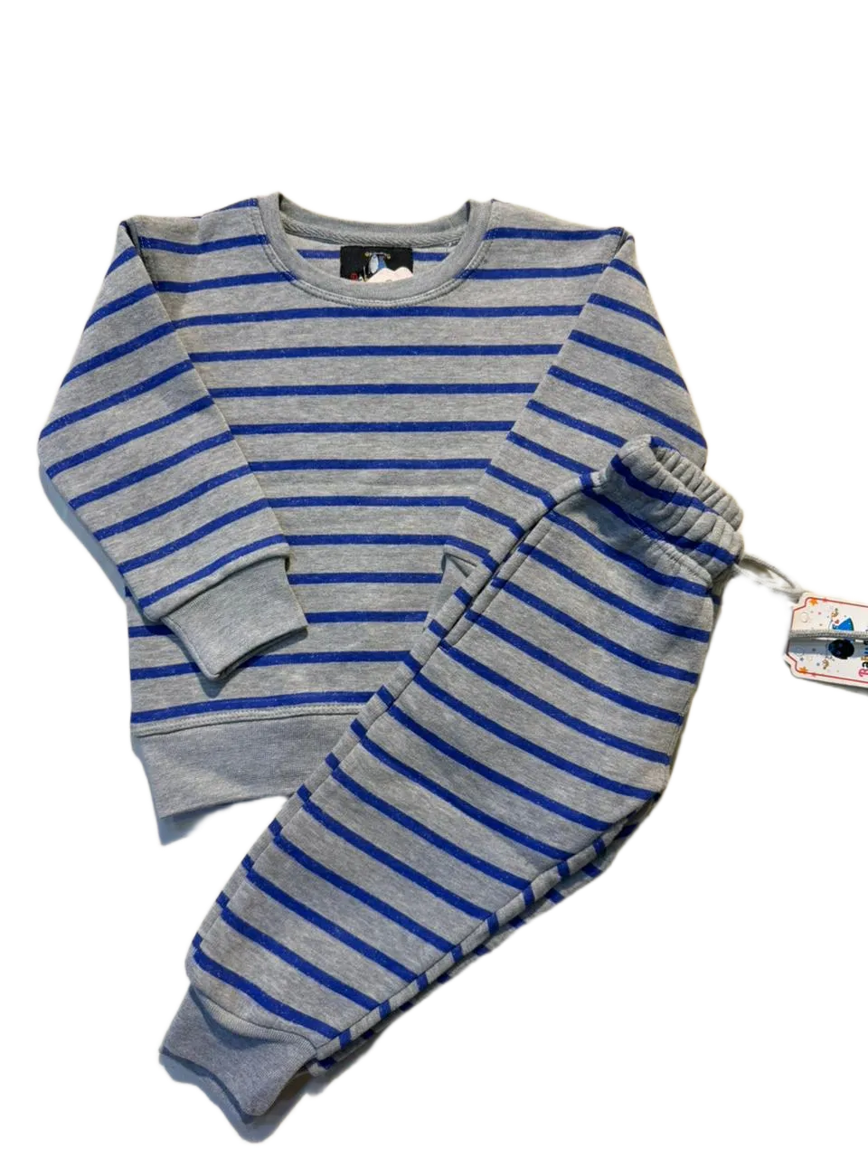 Grey Tracksuit with Blue Stripes