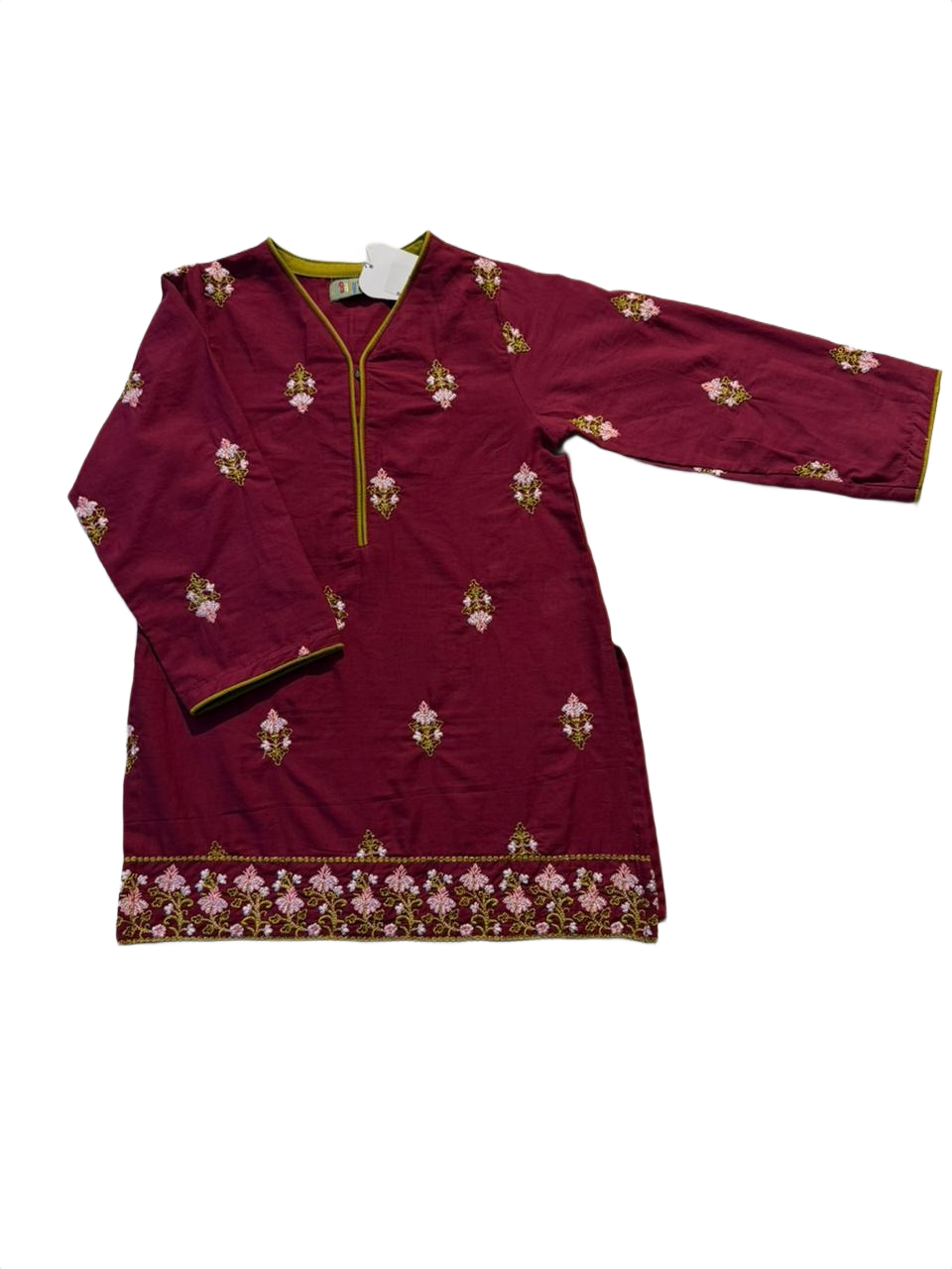 Girls Maroon Shalwar Kameez