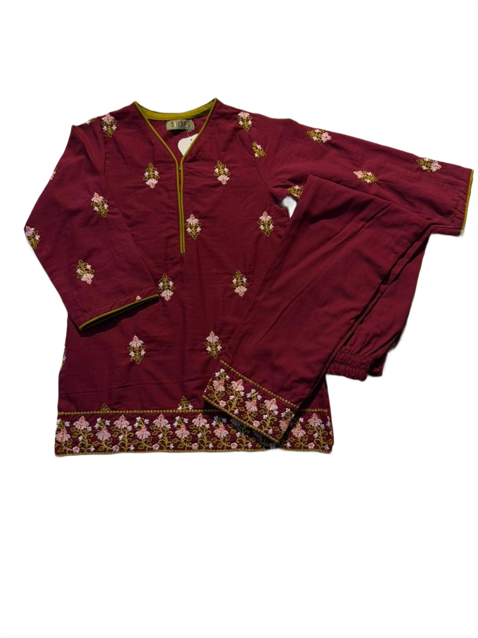 Girls Maroon Shalwar Kameez