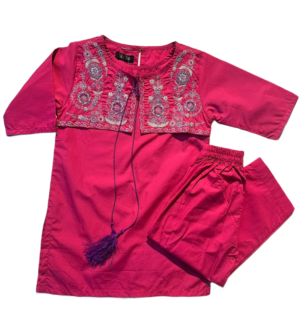 Girls Dark Pink Shalwar Kameez