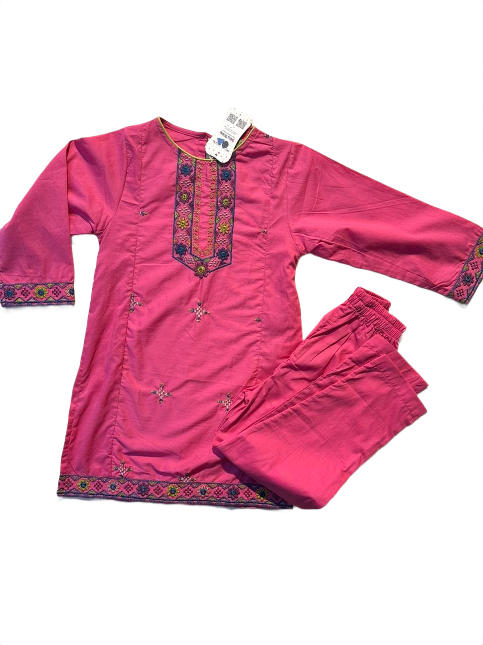 Girls Light Pink Shalwar Kameez Embroidered