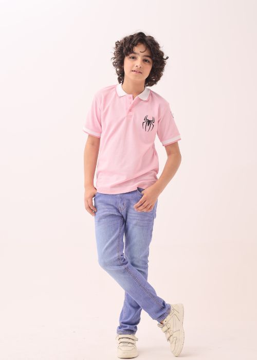 Polo Boy tea pink polo spider logo