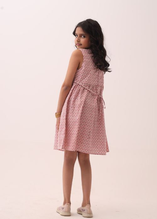 Girl Tea Pink Printed Frock