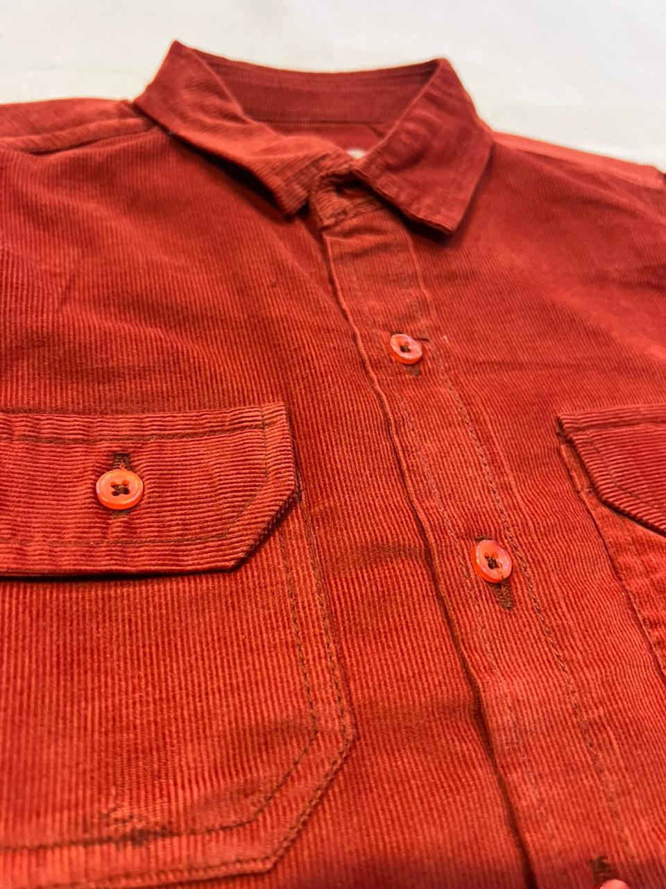 Boy's Red Corduroy Full Sleeves Shirt