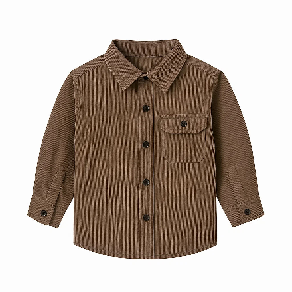 Boy's Brown Corduroy Full Sleeves Shirt