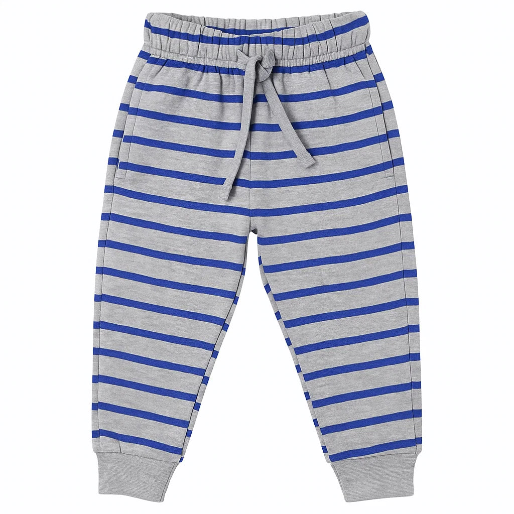 Grey Fleece Trouser with Dark Blue Stripes