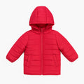 Unisex Red Puffer Jacket with Detachable Hoodie