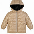 Unisex Beige Puffer Jacket with Detachable Hoodie