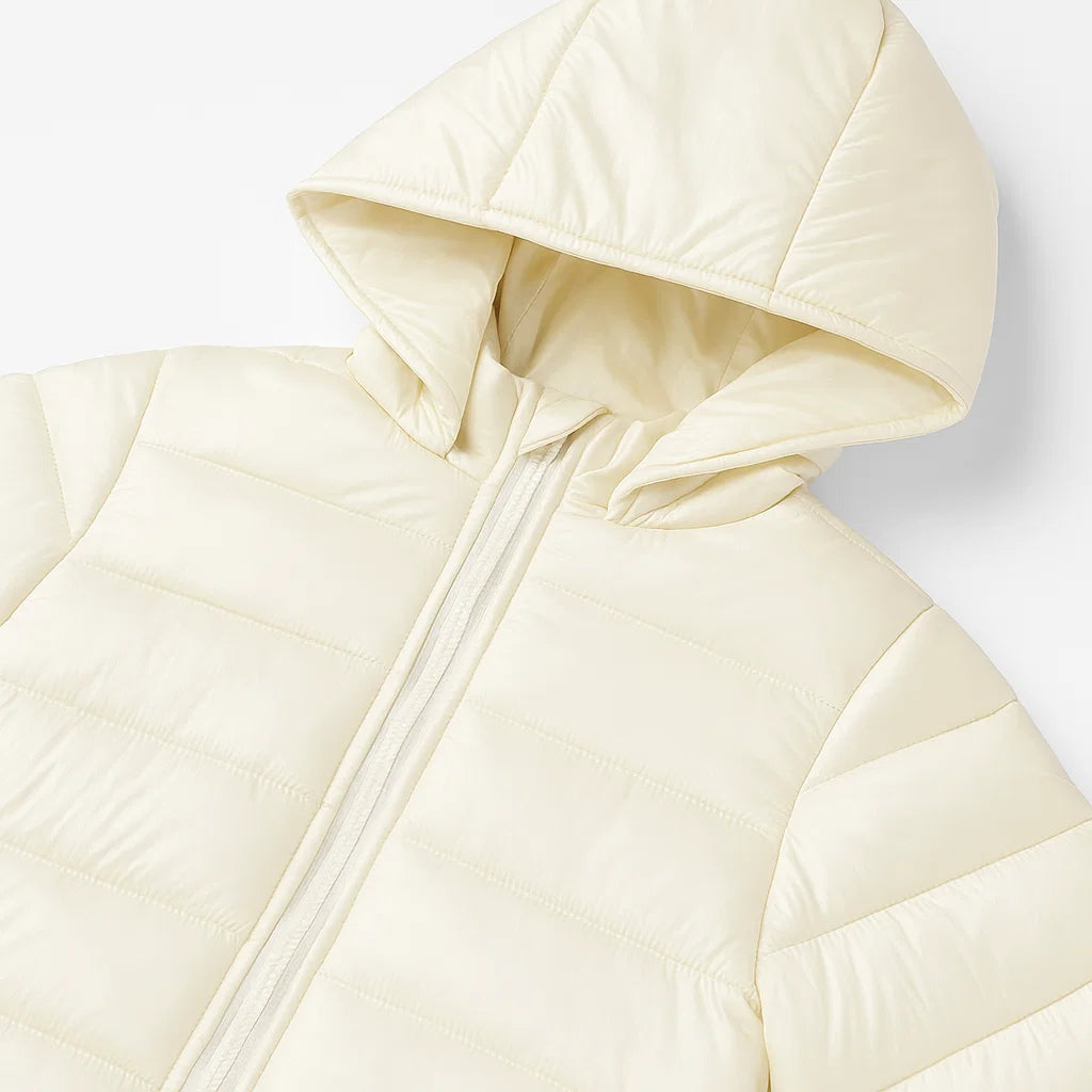 Unisex White Puffer Jacket with Detachable Hoodie