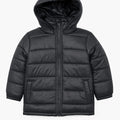 Unisex Black Puffer Jacket with Detachable Hoodie