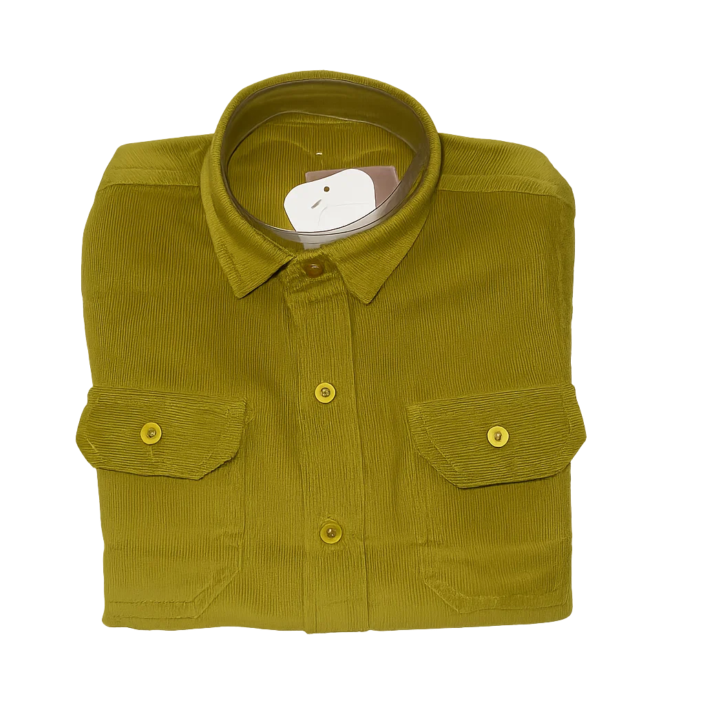Boy's Olive Green Corduroy Full Sleeves Shirt