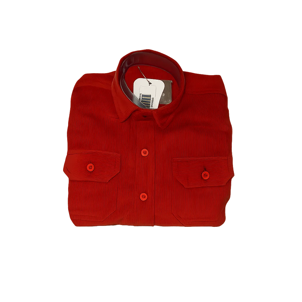 Boy's Red Corduroy Full Sleeves Shirt