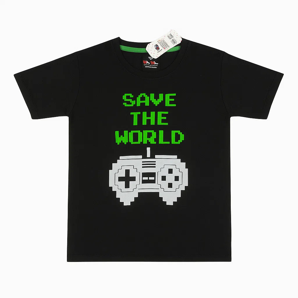 Boy's Black Save the World T-Shirt