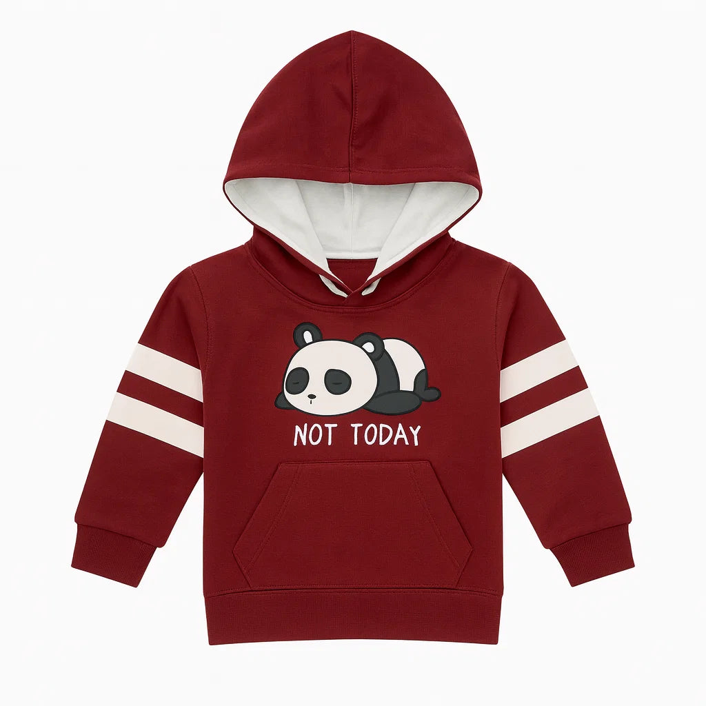 Maroon Panda Fleece Hoodie