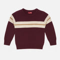 Maroon Woolen Sweater with White & Yellow Stripe