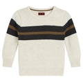 Off White Woolen Sweater with Black & Brown Stripe
