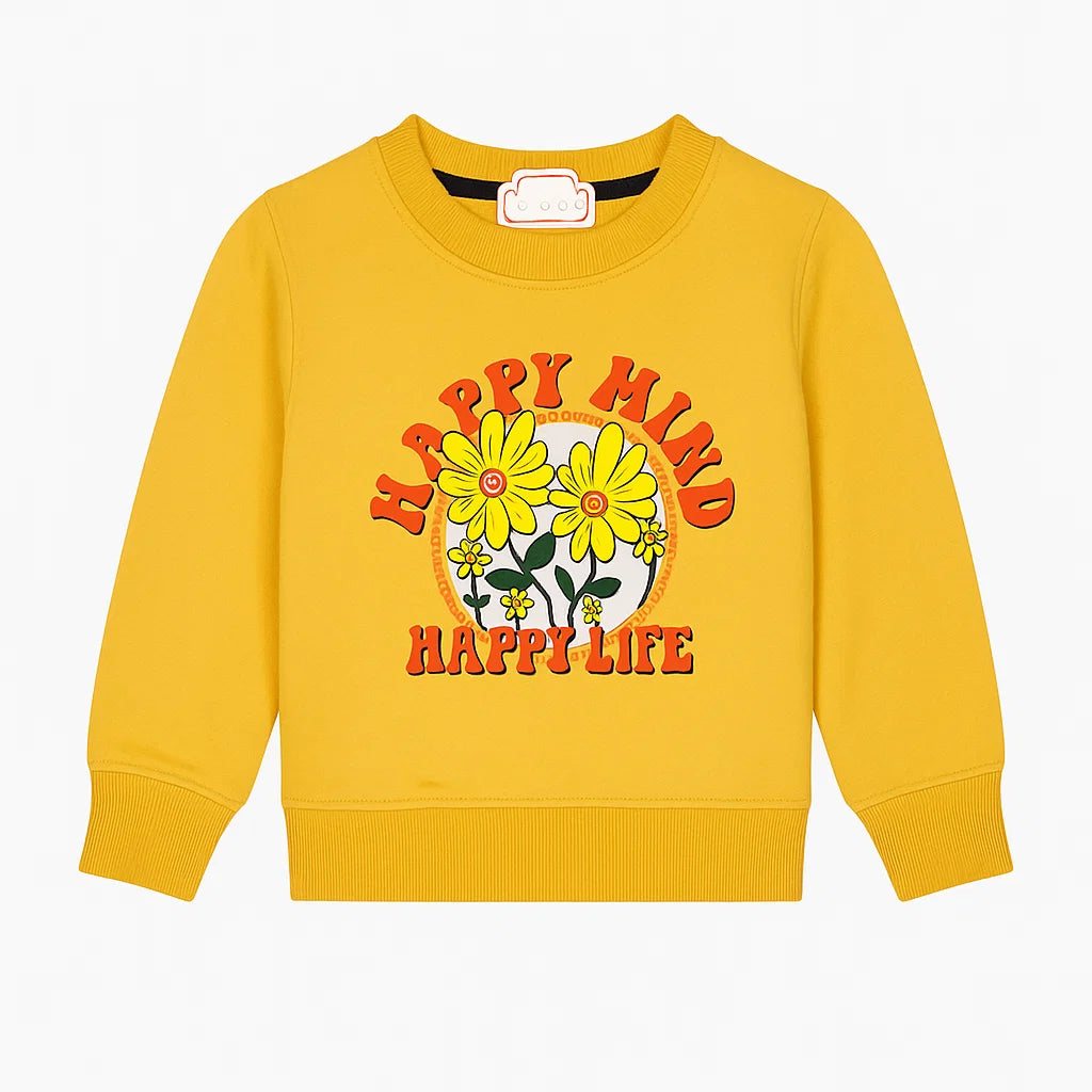 Yellow Happy Mind Happy Life Sweatshirt