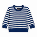 Blue Sweatshirt with White Stripes