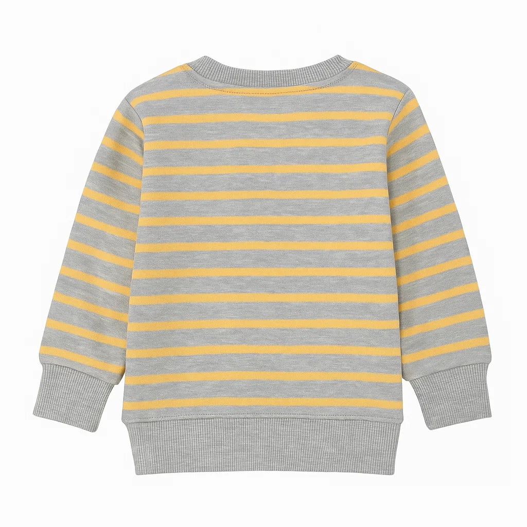 Grey Sweatshirt with Yellow Stripes