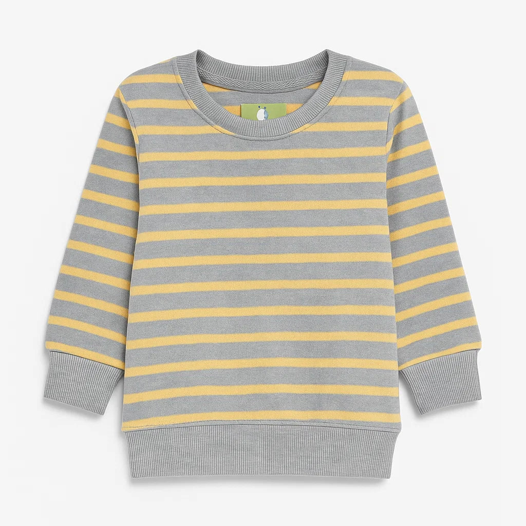Grey Sweatshirt with Yellow Stripes