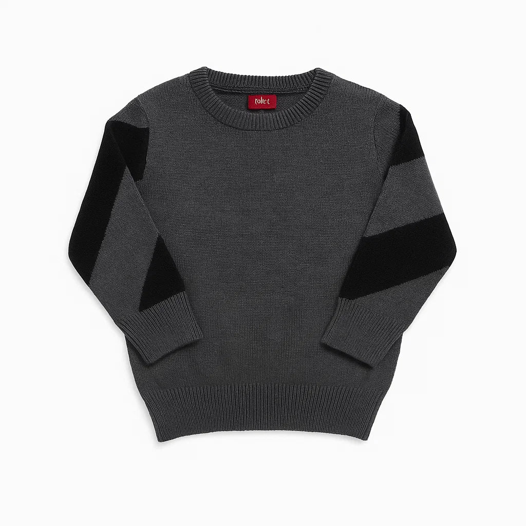 Grey Woolen Sweater with Black Stripe