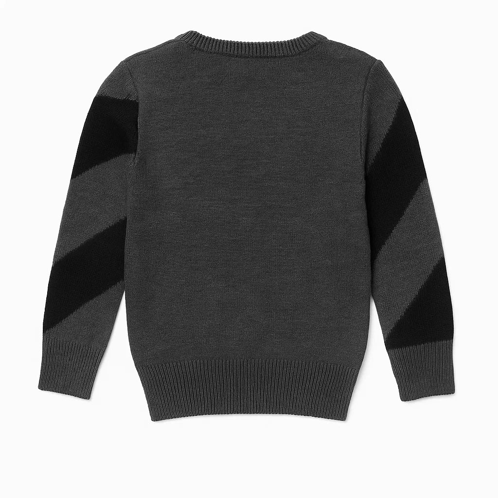 Grey Woolen Sweater with Black Stripe