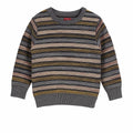 Dark Grey Cotton Sweater with Stripes